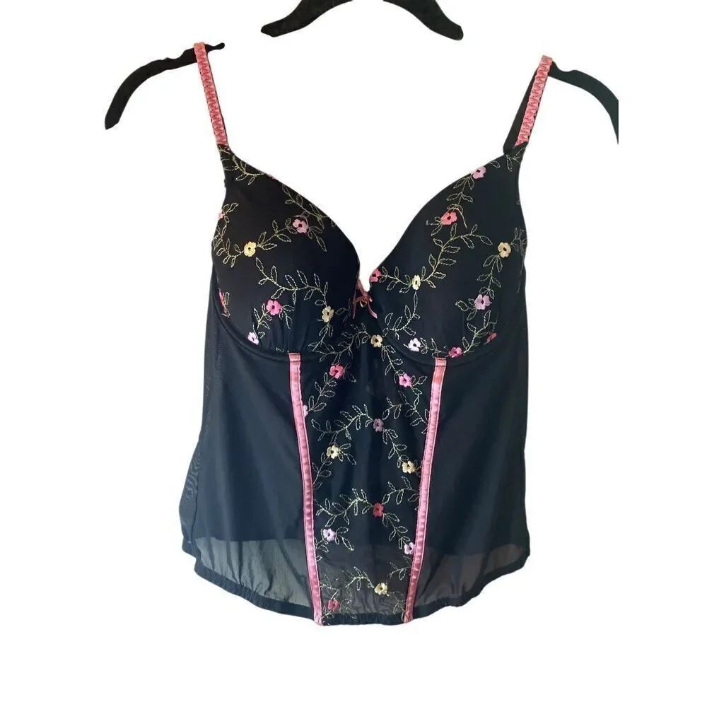 Y2K secret treasures, women’s floral mesh, bustiers corset crop top 36B/C